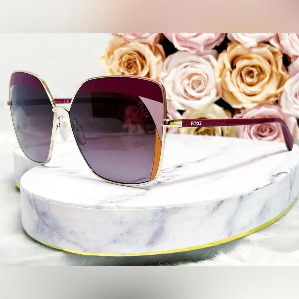 Authentic Emilio Pucci EP 0103 68T Womens Geometric Square Sunglasses
